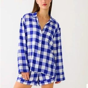 J. Crew Blue Buffalo Plaid Button Down Pajama Top